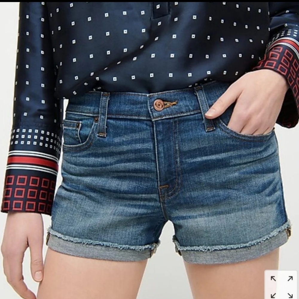 J.Crew Denim High Rise Eco Shorts 28 fair trade copper buttons